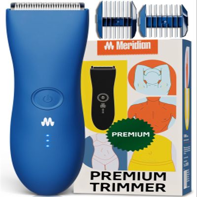 MERIDIAN The Trimmer Premium - Body Hair Trimmer & Electric Shaver for Men and Women for Pubic Hair, Chest, Legs & Bikini Line, Waterproof & Rechargeable, Ocean