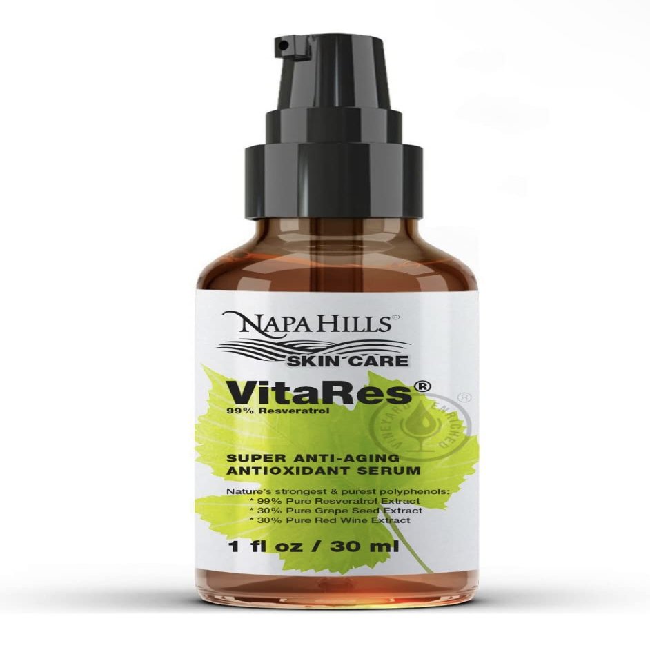 Napa Hills Liquid VitaRes Resveratrol Drops Skincare - Super Concentrated, Natural, Superior Bioavailability - Grape Skin, Grape Seed, Resveratrol (1 Fl Oz, 99% Strength)