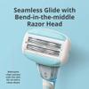 DORCO eve Pack of 6 Razors for Women for Extra Close Shaving, (No Handle, 8 Pcs Razor Blade Refills), Double 3 Curved Blades with Bend-in-the-middle Razor Head, Razors for Shaving view 2
