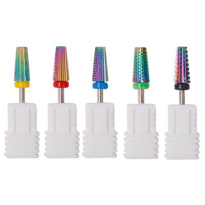 5pcs Tungsten Carbide Nail Drill Bits Set, Flat Top Bits for Manicure Pedicure Remover Tools, Salon Home Nail Care Supplies