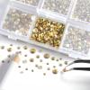 Beadsland 4300pcs Flatback Rhinestones,Gold Rhinestone Nail Gems Round Crystal Rhinestones for Crafts,Mixed 6 Sizes with Picking Tweezers and Wax Pencil Kit, SS6-SS20,Metal Sunlight view 2