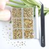 Beadsland 4300pcs Flatback Rhinestones,Gold Rhinestone Nail Gems Round Crystal Rhinestones for Crafts,Mixed 6 Sizes with Picking Tweezers and Wax Pencil Kit, SS6-SS20,Metal Sunlight view 3