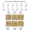 Beadsland 4300pcs Flatback Rhinestones,Gold Rhinestone Nail Gems Round Crystal Rhinestones for Crafts,Mixed 6 Sizes with Picking Tweezers and Wax Pencil Kit, SS6-SS20,Metal Sunlight view 4