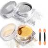 Gold & Silver Chrome Nail Powder - Holographic Metallic Art Glitter with Mirror Effect & Sponge Stick view 1