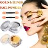 Gold & Silver Chrome Nail Powder - Holographic Metallic Art Glitter with Mirror Effect & Sponge Stick view 2