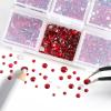 Beadsland 4300pcs Flatback Rhinestones, Red Rhinestone Nail Gems Round Crystal Rhinestones for Crafts,Mixed 6 Sizes with Picking Tweezers and Wax Pencil Kit, SS6-SS20, Siam view 2