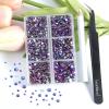 Beadsland 4300pcs Flatback Rhinestones,Purple Rhinestone Nail Gems Round Crystal Rhinestones for Crafts,Mixed 6 Sizes with Picking Tweezers and Wax Pencil Kit, SS6-SS20,Purple Velvet view 4