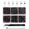 Beadsland 4300pcs Flatback Rhinestones,Burgundy Rhinestone Nail Gems Round Crystal Rhinestones for Crafts,Mixed 6 Sizes with Picking Tweezers and Wax Pencil Kit, SS6-SS20,Amethyst view 1