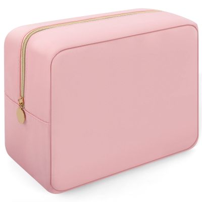 XSUIOY Makeup Bag Travel Bag Pouch for Purse, Cute Preppy Makeup Bag Cosmetic Zipper Pouch Purse Organizer Bag for Women, Waterproof Nylon Coin Pouch Sanitary Napkin Storage Bag for Work(Pink-Large)