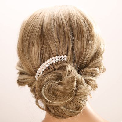 Aimimier Pearl Crystal French Hair Combs Vintage Rhinestone Long Teeth Hair Pins Dainty Hair Pieces Bridal Wedding Hair Accessories for Women and Girls(Style 1)