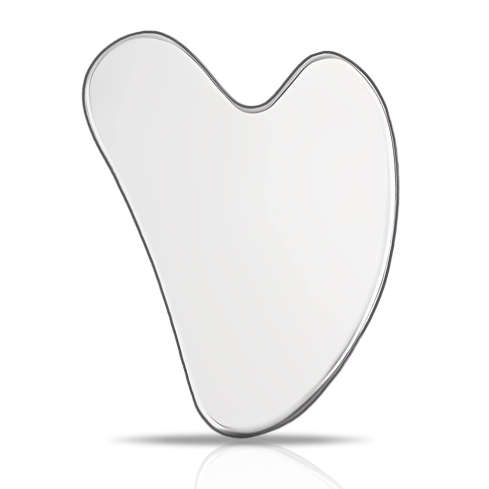 Contrybox Gua Sha Facial Tools, Stainless Steel Guasha Tool for Face & Body, Gua Sha Tools for Puffiness Reducing & Jawline Sculpting Metal Guasha Tool for Women Self-Skincare, Silver