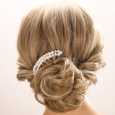 Aimimier Pearl Crystal French Hair Combs Vintage Rhinestone Long Teeth Hair Pins Dainty Hair Pieces Bridal Wedding Hair Accessories for Women and Girls(Style 2)
