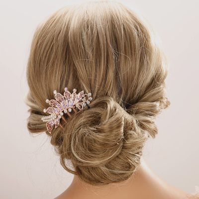 Aimimier Peacock Crystal Hair Side Combs Vintage Rhinestone Long Teeth Hair Clip Pins Decorative Flower Combs Bridal Wedding Hair Accessories for Women and Girls(Purple)