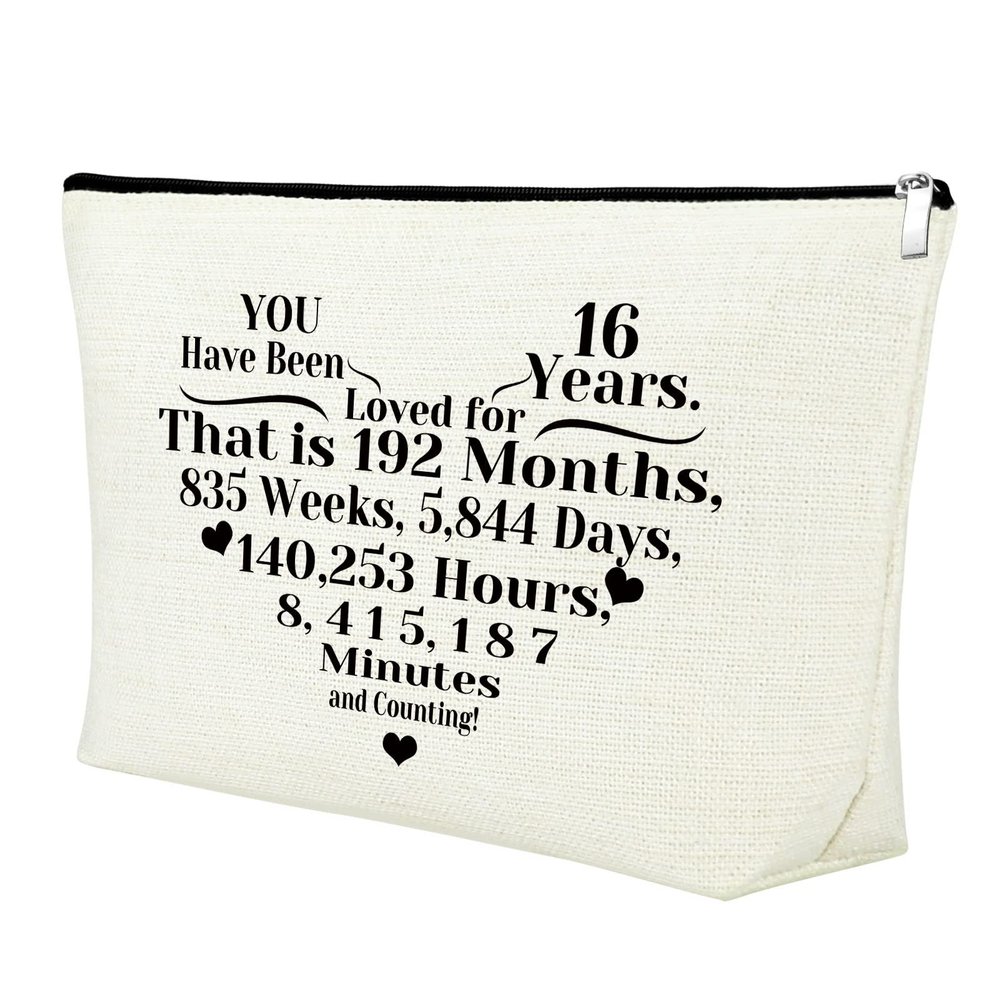 16 Year Old Girl Gift Ideas Makeup Bag 16th Birthday Gifts for Girl Sweet Sixteen Gifts for Girls Cosmetic Bag Birthday Party Gifts for Women Daughter Niece Sister Cousin 16th Birthday Gift from Mom