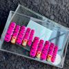 FRUJCDKI Real Gel Handmade luxurious Long Pink Tiger Stripes Press on Nails Gems Coffin Fake Nails with Designs Glossy False Nails for Women and Girls (040-L) view 3