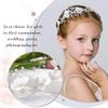 E EMZHOLE Princess White Flower Headpiece Pearl Hair Dress Crystal Bridal Wedding Hair Accessories for Girls view 3