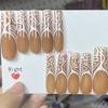 FRUJCDKI Real Gel Handmade luxurious Long White Waves French Press on Nails Gems Coffin Fake Nails with Designs Glossy False Nails for Women and Girls (043-L) view 1