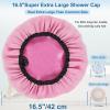3 Pcs 16.5" Super Extra Large Shower Cap, Reusable Dual Waterproof Shower Cap for Women, Jumbo Satin Lined Shower Cap for Braids & Long Hair, XXL Adjustable Hair Cap for Locs Dreadlocks Music view 3