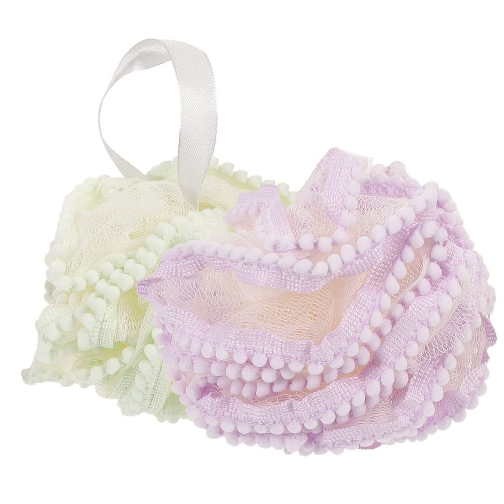 Healvian 2pcs Exfoliating Bath Scrubber Soft and Bathing Sponge for Home and Travel Mesh Design for Rich and Skin Cleansing Light