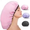 Sheomern 3 Pcs 16.5" Super Extra Large Shower Cap - Reusable Dual Waterproof for Women, Jumbo Satin Lined for Braids & Long Hair, XXL Adjustable for Locs Dreadlocks Music view 1