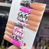 FRUJCDKI Real Gel Handmade luxurious Long Animal print French Press on Nails Gems Coffin Fake Nails with Designs Glossy False Nails for Women and Girls (045-XS) view 4