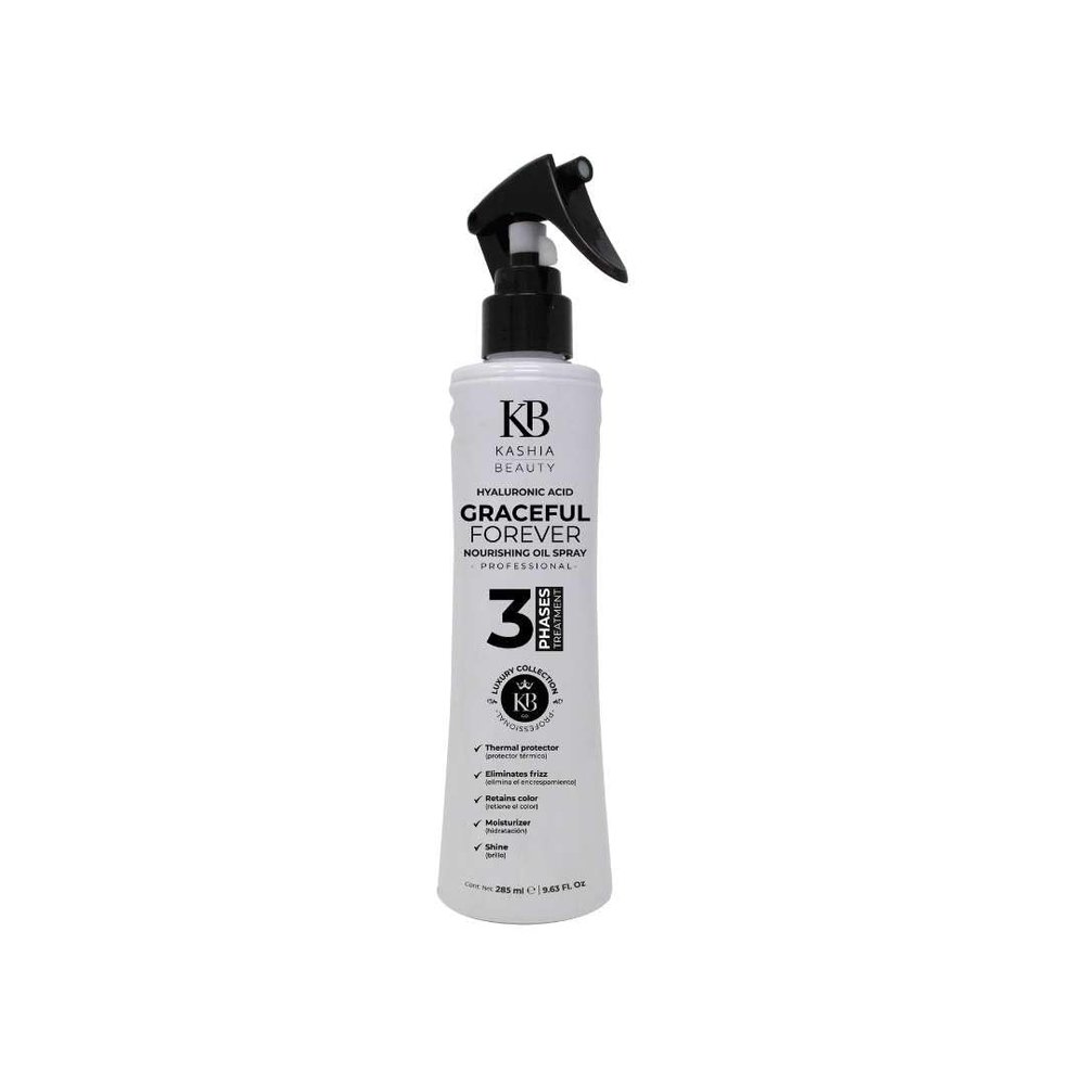 Kashia Beauty Graceful Forever Nourishing Oil Spray 9.6 oz Leave-In Three-Phase Treatment with Nano Technology Hydrating Detangler & Thermal Protector for Radiant Healthy Hair