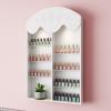 QQXX Wall Mounted Shelf Nail Polish Bottle Display Rack, Wood Hanging Essential Oils Perfume Storage Display Shelf, Salon/Beauty/Nail Shop Organizer Perfume Holder(50cm(19.7"), with Light) view 1
