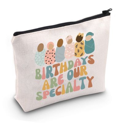 JXGZSO Labor And Delivery Nurse Cosmetic Makeup Bag Birthdays Are Our Specialty Graduation Gift Birth Nurse L & D Nurse Gift (Our Specialty BAG)