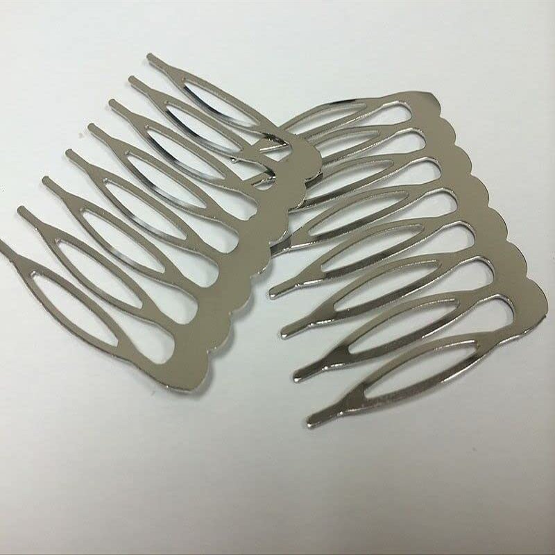 1 3/4" Wide 8 teeth - Silver Metal Hair Combs with Teeth for hair accessories Pack of 12 PC.