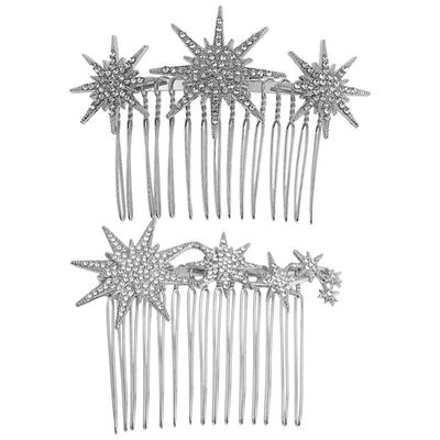 Beaupretty Hair Comb, Metal Hair Side Combs Rhinestone Wedding Bride Headpieces Women Hair Accessories, Silver, 2 Count