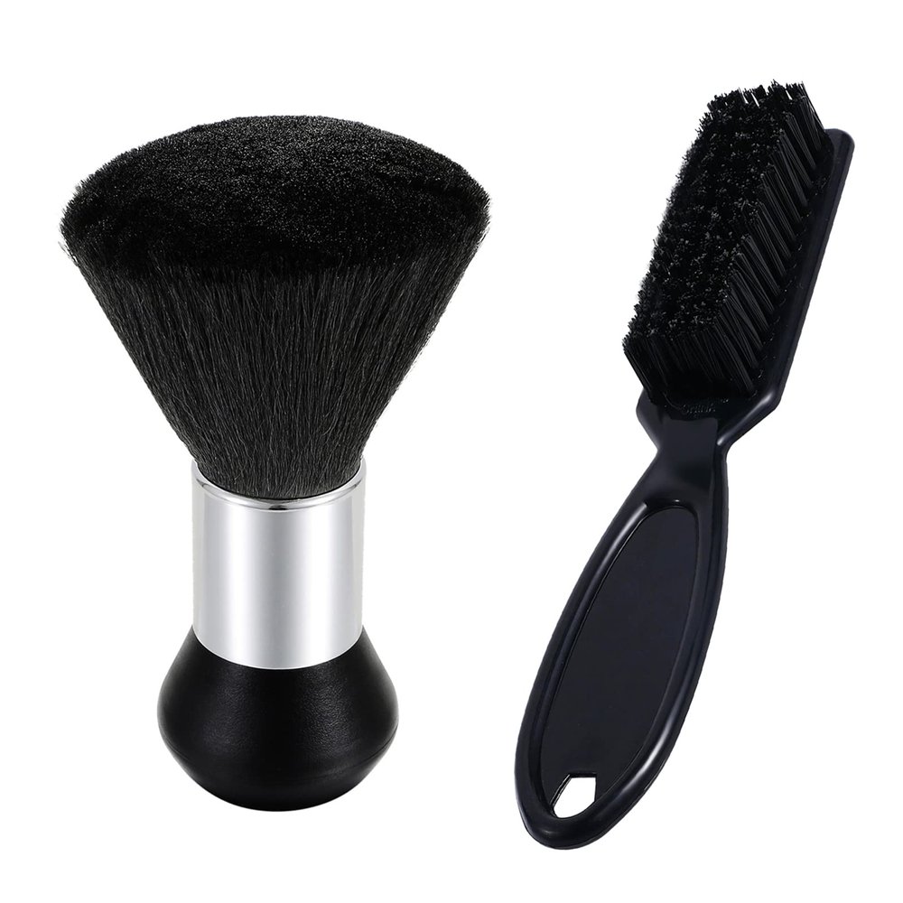 Vtrem 2 Pack Barber Brush Small Brushes Tool for Fades Cleaning Trimmer Hair Clippers Barbershop Lightweight Durable Styling Beard Brush for Men