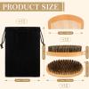 10 Sets Grooming Kit for Men - Natural Boar Bristle Brush, Pear Wood Dual-Sided Wide Tooth Comb, and Travel Pouch (Oval Shape) for Beard Care view 2