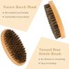 10 Sets Grooming Kit for Men - Natural Boar Bristle Brush, Pear Wood Dual-Sided Wide Tooth Comb, and Travel Pouch (Oval Shape) for Beard Care view 4