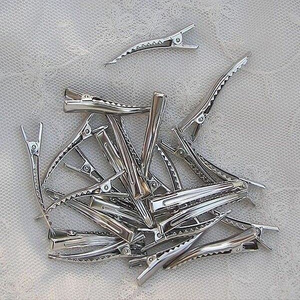 1 1/4" (3.5 CM) - SINGLE PRONG ALLIGATOR CLIPS with TEETH HAIR BOWS METAL CLIPS Pack of 100 PCS