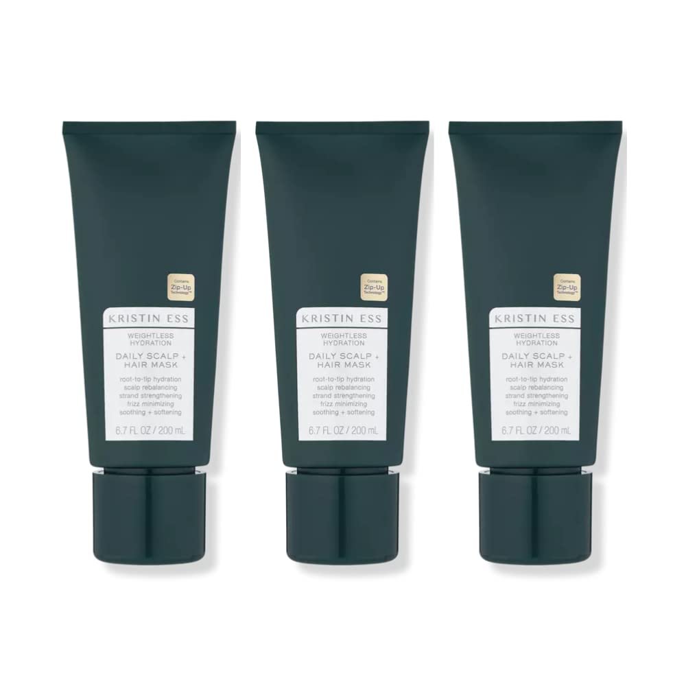 Kristin Ess Weightless Hydration Mask - Soothes Scalp, Hydrates Hair, Rebalancing Treatment, Frizz Minimizing, Vegan, Color & Keratin Safe, 6.7 fl oz (Pack of 3)