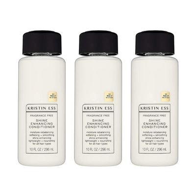Kristin Ess Hair Fragrance Free Shine Enhancing Conditioner for Moisture, Hydration + Shine, Vegan, Paraben, Sulfate, Phthalate and Silicone Free, Gluten Free, 10 fl. oz. (Pack of 3)