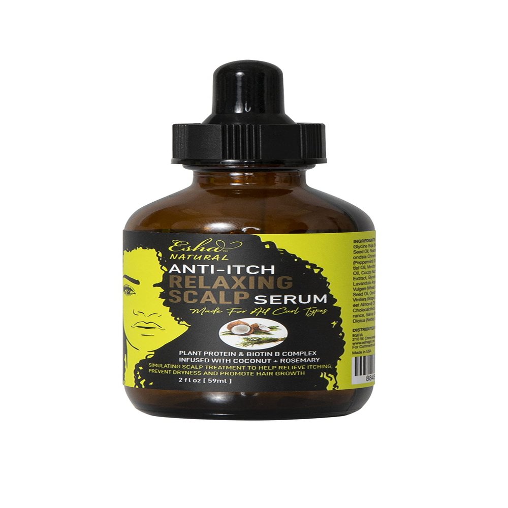 Esha Girl Natural | Anti-Itch Growth Scalp Serum | Especially for Curly Hair | Plant Protein & Biotin B Complex Infused with Coconut & Rosemary | 2 oz.