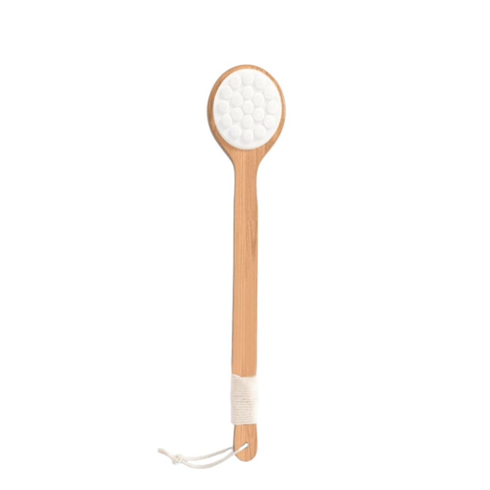 Bath Brush, Made of Fiber Material, with a Long Handle Back for Easy Exfoliation, Wet and Dry Dual Use, 2.95 * 15.74 Inches.