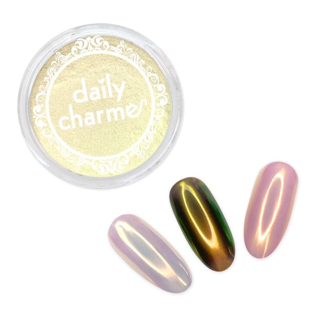 Daily Charme Stardust Chrome Powder (Topaz) 1g, Iridescent Holographic Effect Chrome Powder Pigment for Nails, Vibrant Home DIY/Nail Salon Manicure