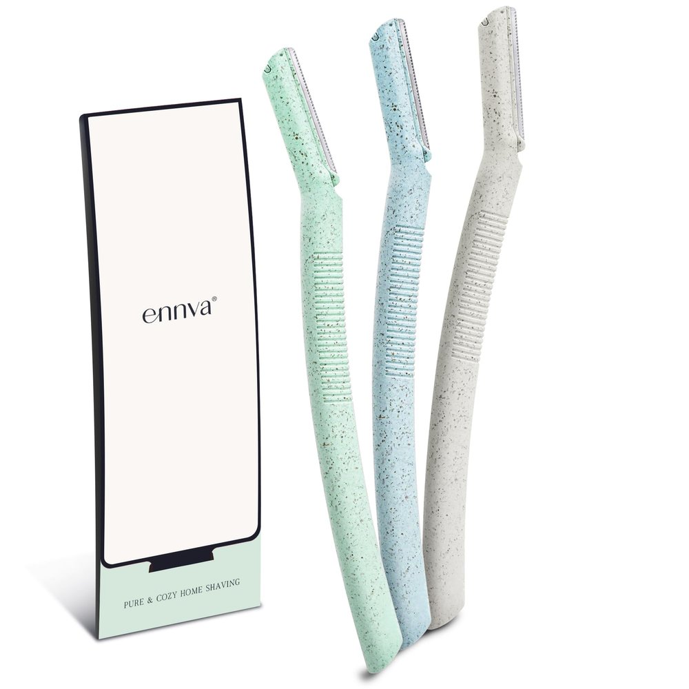 ENNVA 3pcs Dermaplane Facial Hair Removal Razor for Women - Anti-Cutting Protective Blades, Ergonomic Handle, Hygienic Disposable Blades
