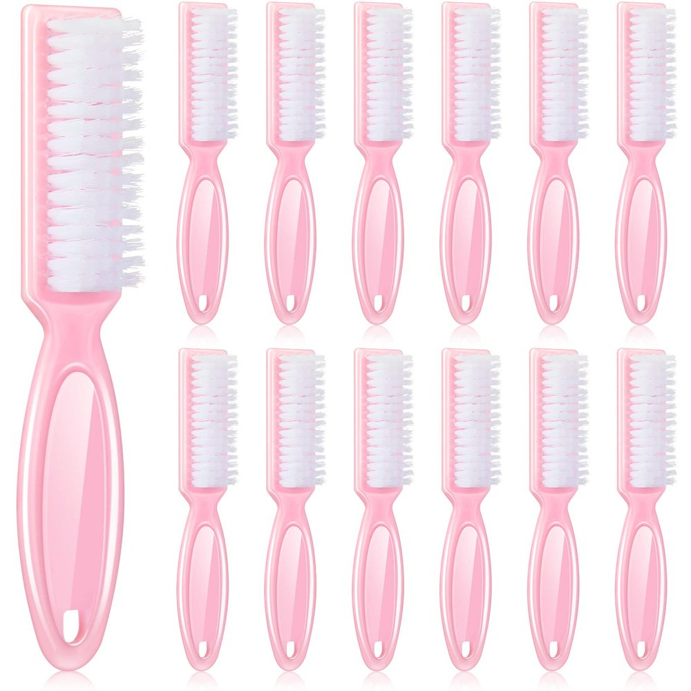 Patelai 12 Pcs Barber Clipper Brush Blade Trimmer Cleaning Brush for Fades Nail Neck Duster Manicure Salon(Light Pink)