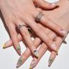 GLAMERMAID Press on Nails Medium Almond, Gothic Rainbow Flower Gel Glue on Nail, Matte Short Stiletto Reusable UV Finish Fake Nails Acrylic False Nails Manicure Kits for Women view 2