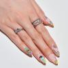 GLAMERMAID Press on Nails Medium Almond, Gothic Rainbow Flower Gel Glue on Nail, Matte Short Stiletto Reusable UV Finish Fake Nails Acrylic False Nails Manicure Kits for Women view 3
