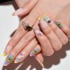 GLAMERMAID Press on Nails Medium Almond, Gothic Rainbow Flower Gel Glue on Nail, Matte Short Stiletto Reusable UV Finish Fake Nails Acrylic False Nails Manicure Kits for Women view 4