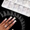 550PCS Duck Nail Tips for Acrylic Nails Professional, Clear Duck Feet Fan Flare Tips, Half Cover Duck Tip Nails Extra Short Curved French Fake Nail Extension Tips with Box 11 Sizes view 1