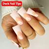 550PCS Duck Nail Tips for Acrylic Nails Professional, Clear Duck Feet Fan Flare Tips, Half Cover Duck Tip Nails Extra Short Curved French Fake Nail Extension Tips with Box 11 Sizes view 2