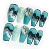 Sun&Beam Nails Handmade Long Coffin Ballerina Black Blue False Nail Tips with Cute 3D Diamond Popular Charm Design Press On Nails 10 Pcs (#71 L) (FN-HM-071-L.AU) view 1