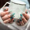 Sun&Beam Nails Handmade Long Coffin Ballerina Black Blue False Nail Tips with Cute 3D Diamond Popular Charm Design Press On Nails 10 Pcs (#71 L) (FN-HM-071-L.AU) view 4