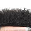 Afro Curly Toupee For Black Men All Poly Skin Brazalian 100% Human Kinky Coily Hair Hairpieces Afro American PU Injection Man Weave Hair Units For Black Men (8''X10''-14mm afro wave, 1B# OFF BLACK) view 3