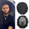 Afro Curly Toupee For Black Men All Poly Skin Brazalian 100% Human Kinky Coily Hair Hairpieces Afro American PU Injection Man Weave Hair Units For Black Men (8''X10''-6mm afro wave, 1# JET BLACK) view 1